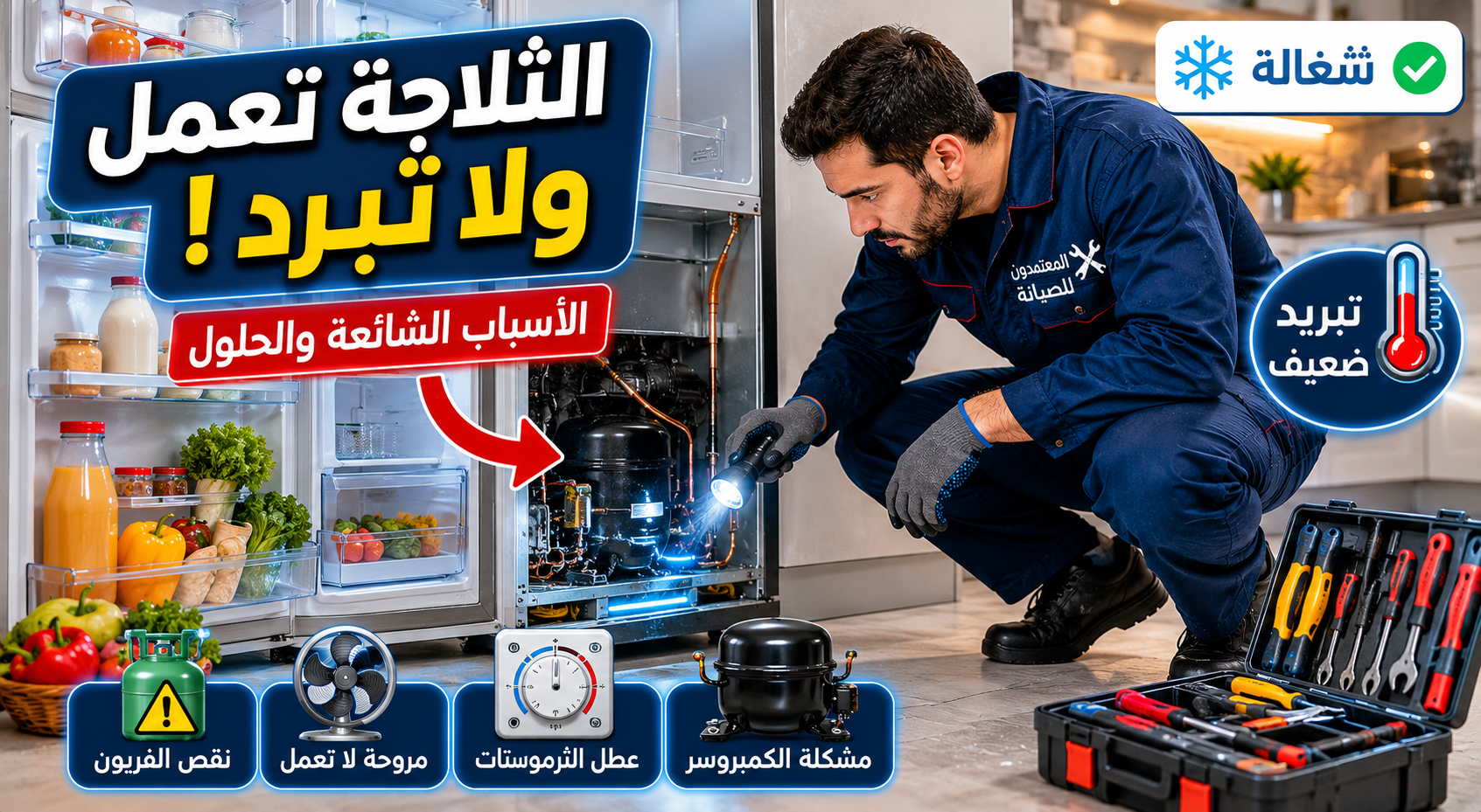 الثلاجة تعمل ولا تبرد