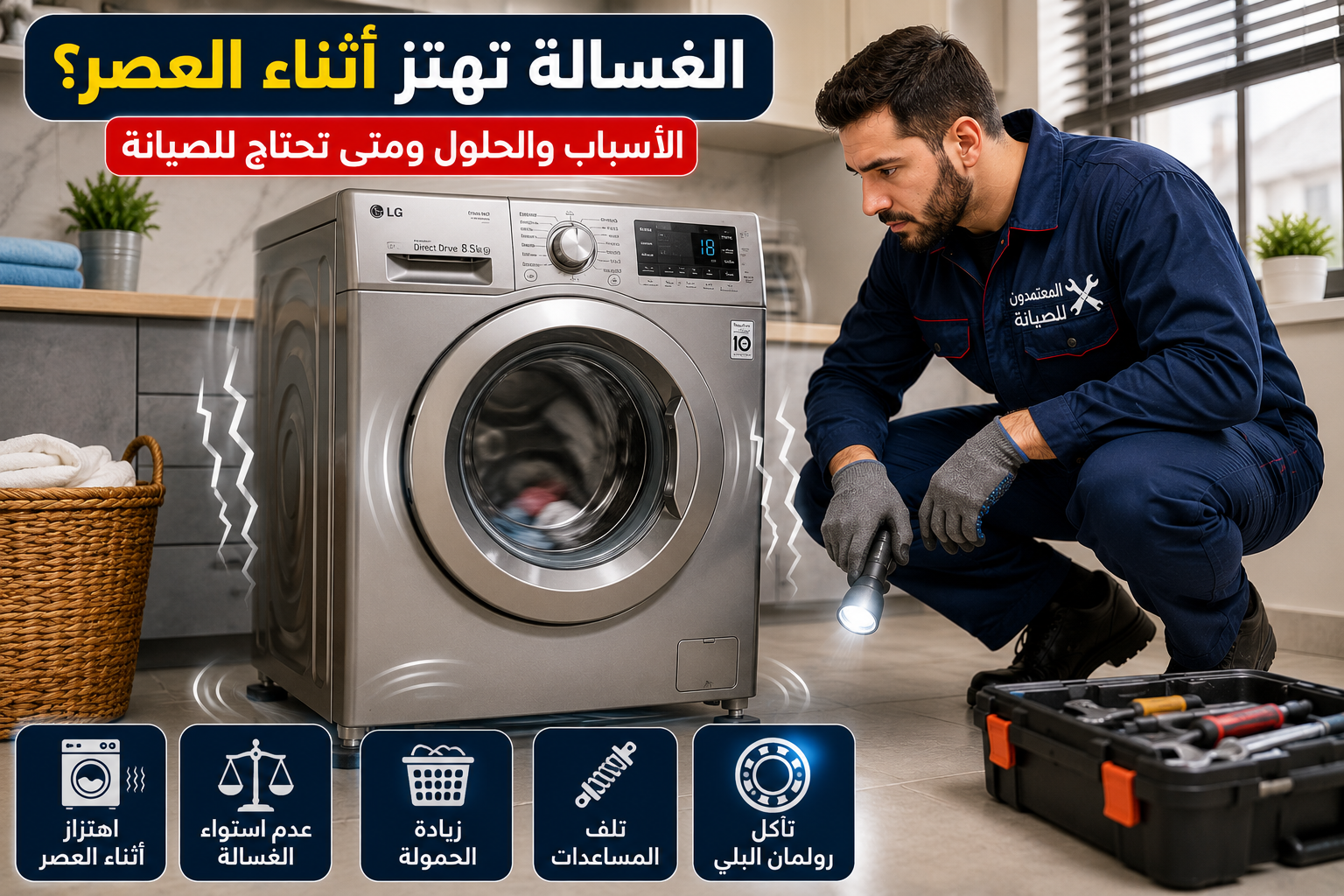 الغسالة تهتز أثناء العصر